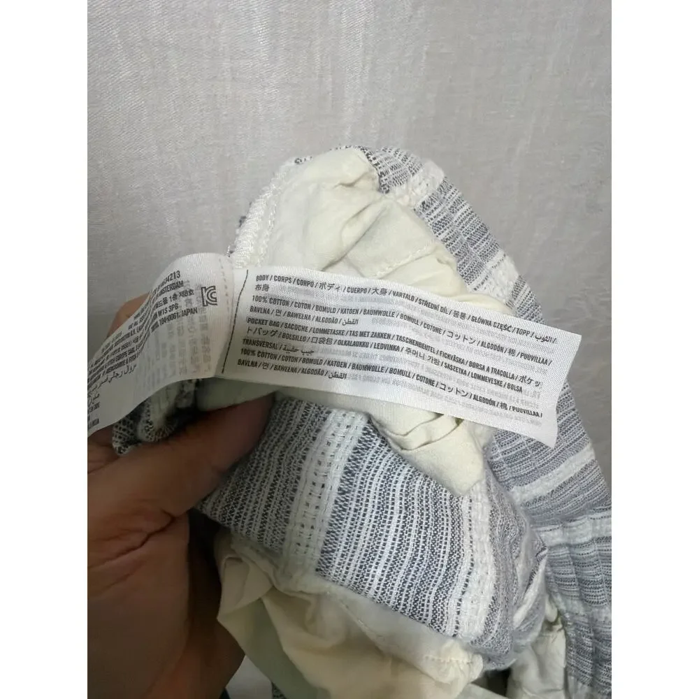 Abercrombie Fitch Shorts Medium Blue White Striped Woven Textured Cotton